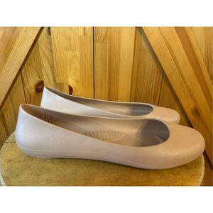 Okabashi Women's Samantha Flats Sz 10 Waterproof Nude Tan Rain Shoe Made In USA
